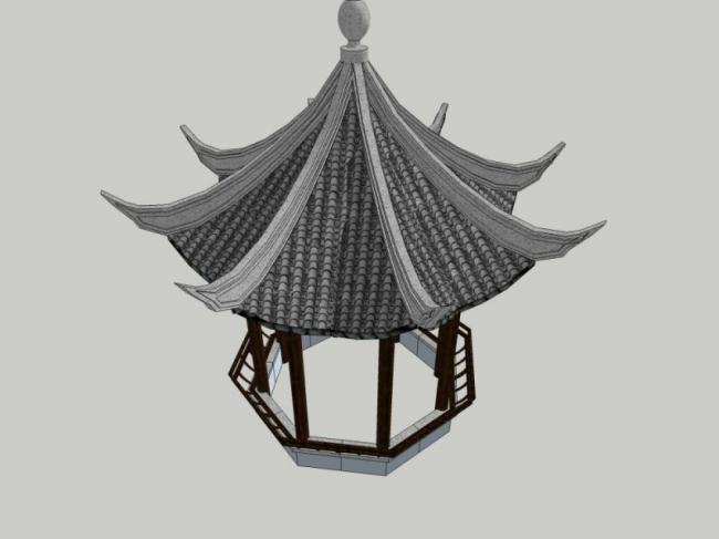 Sketchup小品模型|亭子，中式风格，小品
