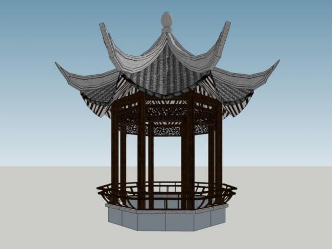 Sketchup小品模型|亭子，中式风格，小品