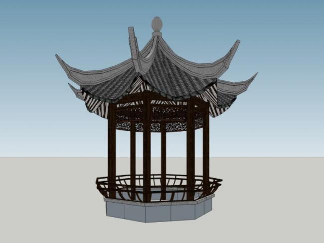Sketchup小品模型|亭子，中式风格，小品