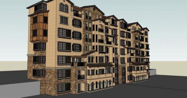 Sketchup住宅模型|多层住宅，地中海风格，古典风格