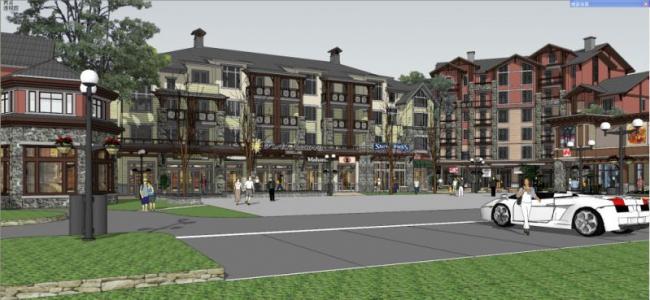 Sketchup商业模型|多层商业街，古典风格