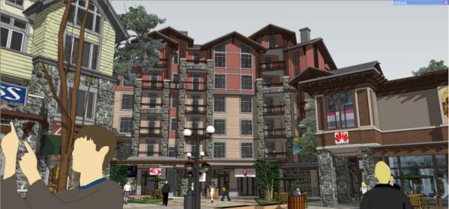 Sketchup商业模型|多层商业街，古典风格