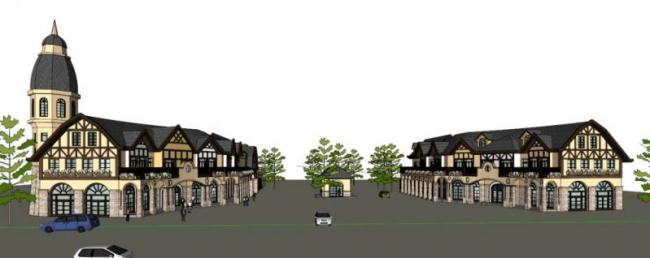 Sketchup商业模型|入口处商业建筑，古典风格