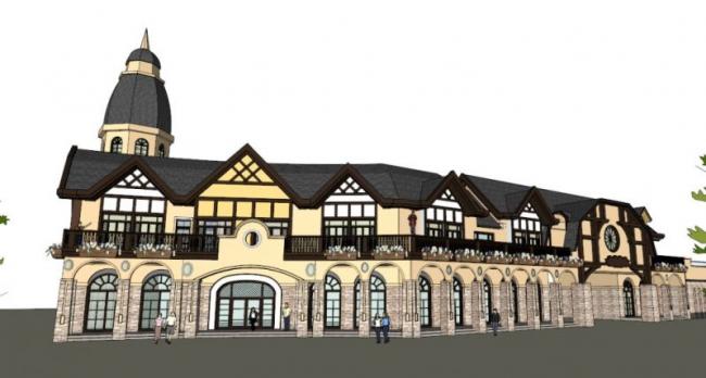 Sketchup商业模型|入口处商业建筑，古典风格