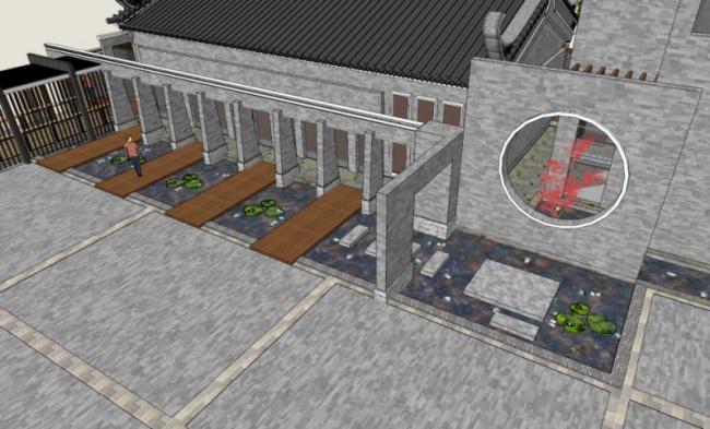Sketchup住宅模型|商业会所，中式风格