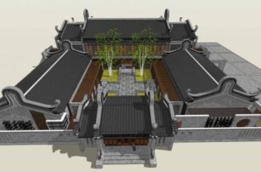 Sketchup商业模型|商业会所，中式风格-BIM建筑网