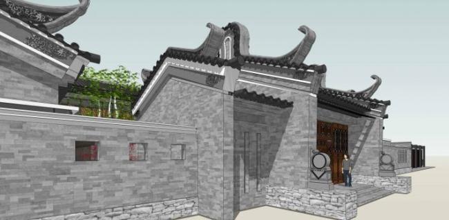 Sketchup住宅模型|商业会所，中式风格