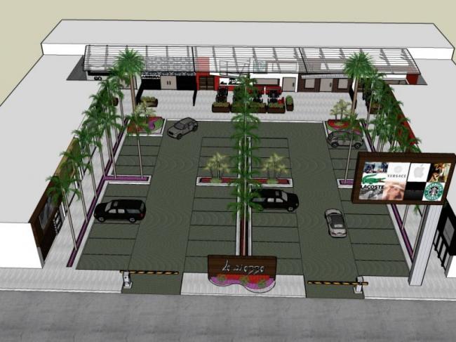 Sketchup景观模型|商业景观，现代风格