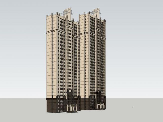 Sketchup住宅模型|超高层住宅，居住建筑，古典风格