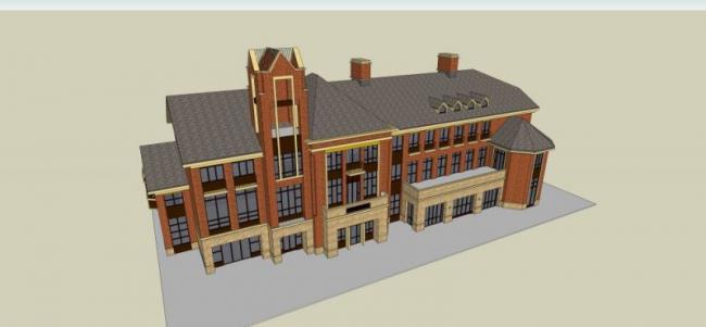 Sketchup商业模型|多层会所，英式风格，古典风格