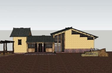 Sketchup文化模型|多层游客中心，文化建筑，中式风格-BIM建筑网