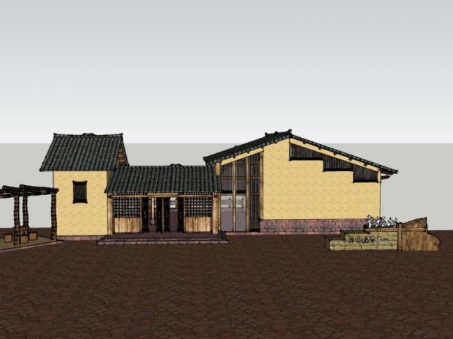 Sketchup文化模型|多层游客中心，文化建筑，中式风格