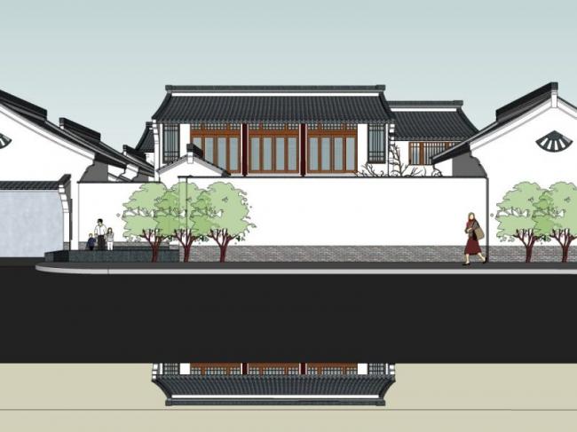 Sketchup商业模型|多层会所，现代中式风格