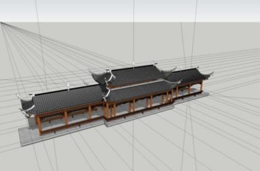 Sketchup古建筑模型|廊桥，古建，文化建筑，中式风格-BIM建筑网