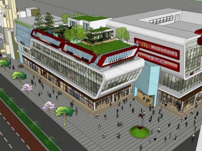 Sketchup商业模型|多层商业，现代风格