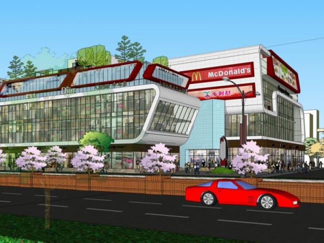 Sketchup商业模型|多层商业，现代风格