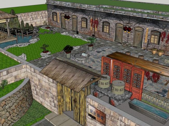 Sketchup住宅模型|窑洞，东方新古典