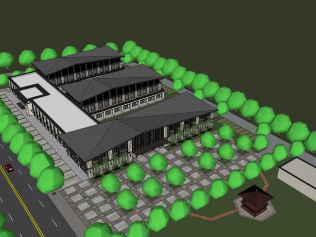 Sketchup文化模型|多层文化馆，文化建筑，中式风格
