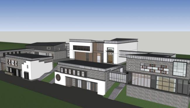 Sketchup商业模型|婚纱基地，现代中式风格