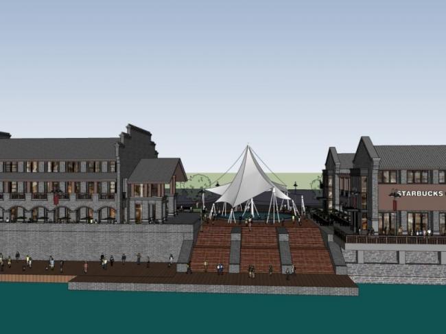 Sketchup商业模型|多层商业街，现代中式风格