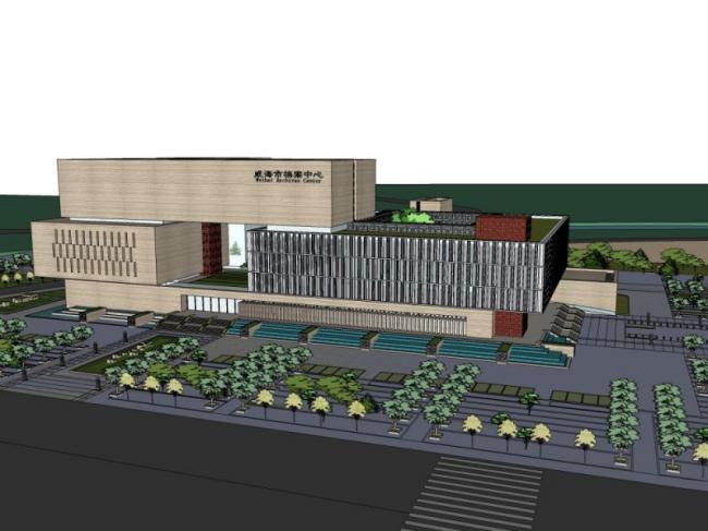 Sketchup文化模型|多层档案馆，文化建筑，现代风格