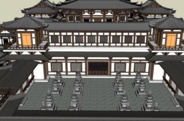 Sketchup古建筑模型|多层寺庙，古庙古寺，古建筑，中式风格-BIM建筑网