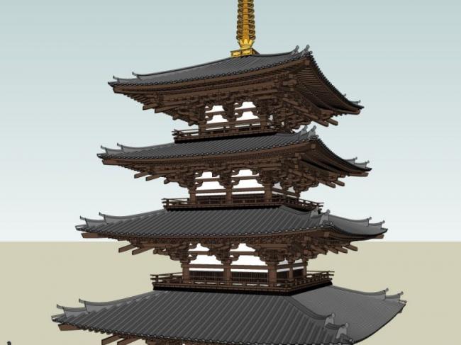 Sketchup古建筑模型|多层寺庙，古庙古寺，古建筑，中式风格