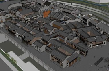 Sketchup商业模型|多层商业街，现代中式风格-BIM建筑网