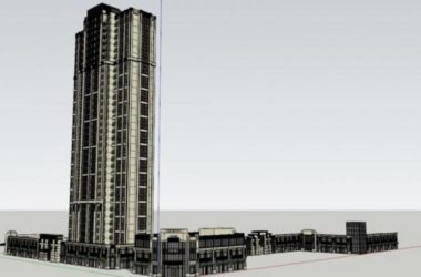 Sketchup住宅模型|超高层住宅及底层商业，西方古典风格-BIM建筑网