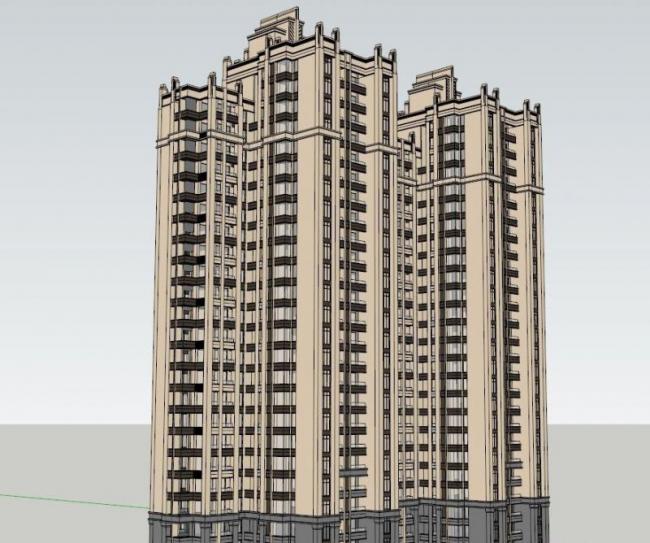 Sketchup住宅模型|高层住宅，古典风格