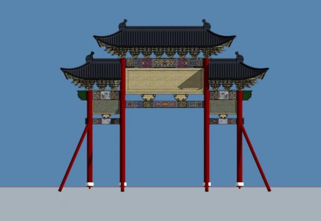 Sketchup古建筑模型|牌楼，古建，中式风格