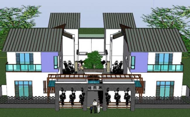 Sketchup住宅模型|合院，中式风格