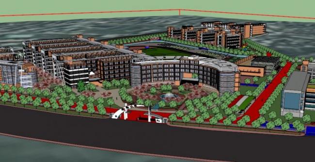 Sketchup学校模型|多层小学学校整体规划，校园教育建筑，现代风格