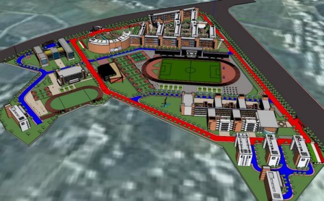 Sketchup学校模型|多层小学学校整体规划，校园教育建筑，现代风格
