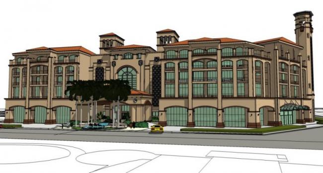 Sketchup酒店模型|多层酒店，西班牙风格，古典风格