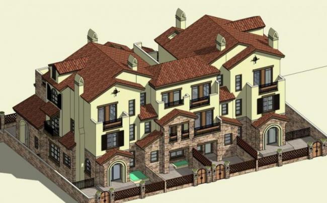 Sketchup住宅模型|花园洋房，古典风格