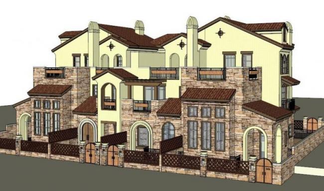 Sketchup住宅模型|花园洋房，古典风格