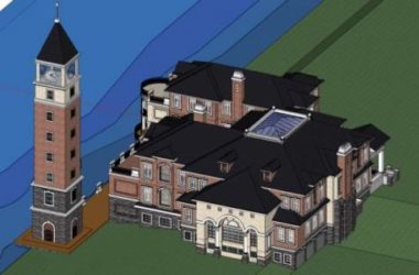 Sketchup文化模型|多层活动中心，带钟塔，文化建筑，古典风格-BIM建筑网