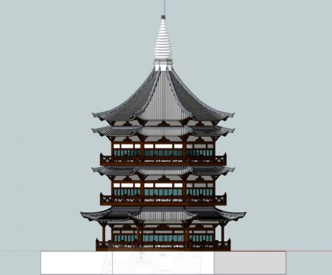 Sketchup古建筑模型|多层八角阁，古建，中式风格