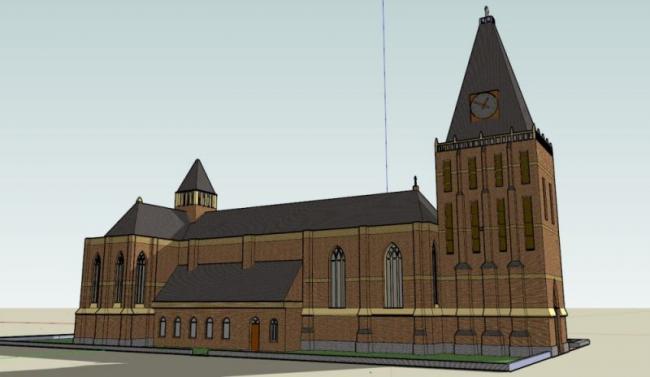 Sketchup文化模型|多层教堂，文化建筑，古典风格