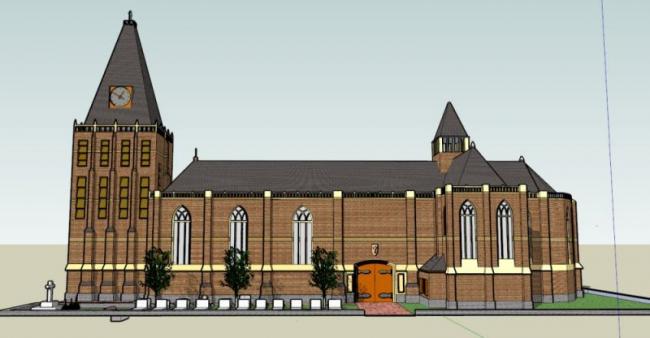 Sketchup文化模型|多层教堂，文化建筑，古典风格