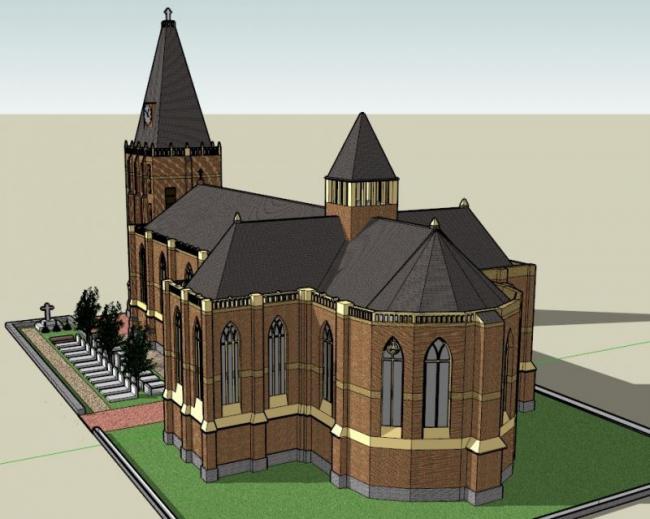 Sketchup文化模型|多层教堂，文化建筑，古典风格