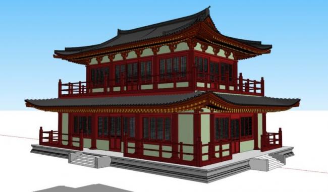 Sketchup古建筑模型|多层阁楼，古建，中式风格