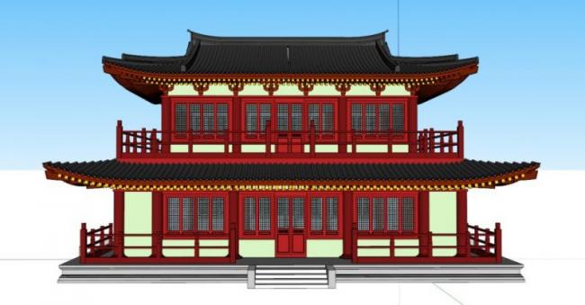 Sketchup古建筑模型|多层阁楼，古建，中式风格