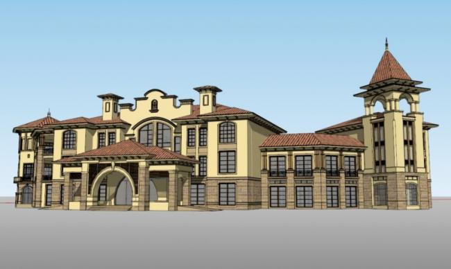 Sketchup商业模型|多层会所，古典风格，欧式