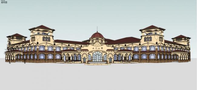 Sketchup商业模型|接待中心，古典风格