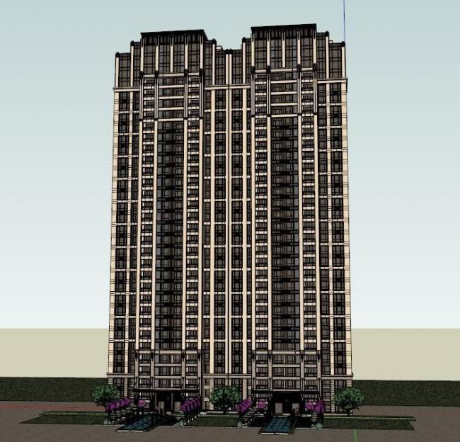 Sketchup住宅模型|高层住宅，古典风格
