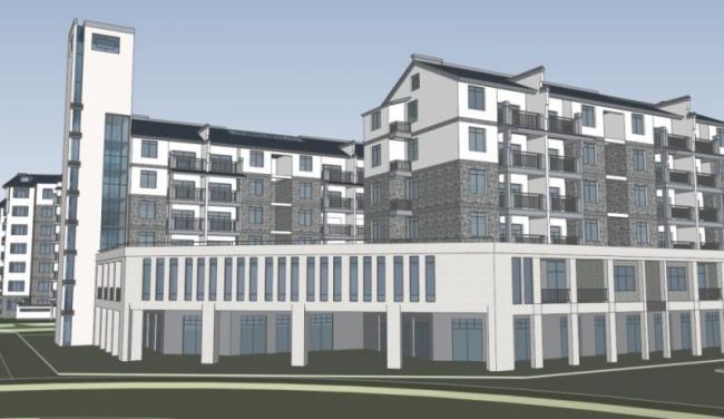 Sketchup住宅模型|小高层住宅小区，现代中式风格，居住建筑，坡屋顶