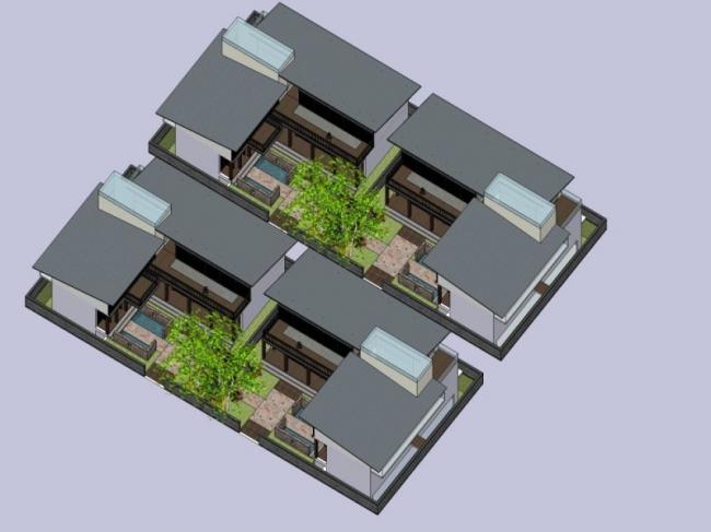 Sketchup住宅模型|四合院，现代中式风格