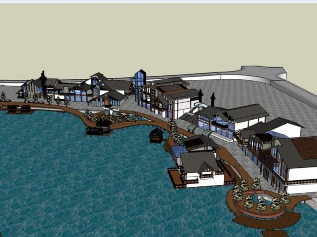 Sketchup商业模型|多层商业街，现代中式风格